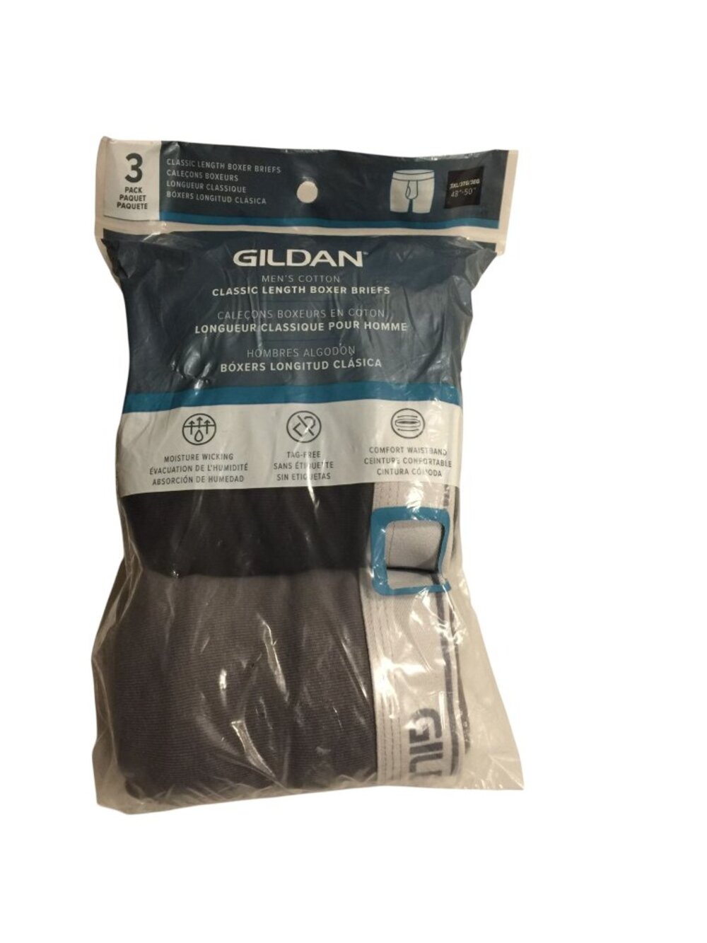 GILDAN Men's 3XL 48-40" Classic Length Boxer Briefs Set of 3